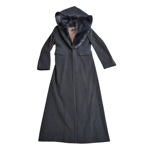 Vintage Express Long Wool Coat Women 9 10 Black Regencycore Old Money Winter - Picture 1 of 11